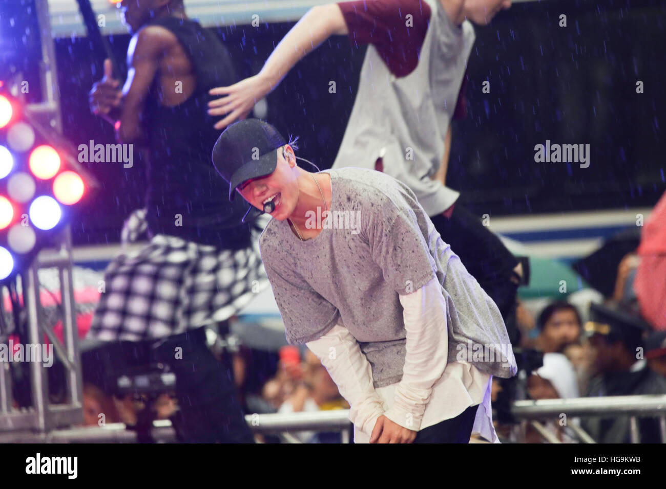 Justin Bieber performs on the Today Show in NYC Stock Photo