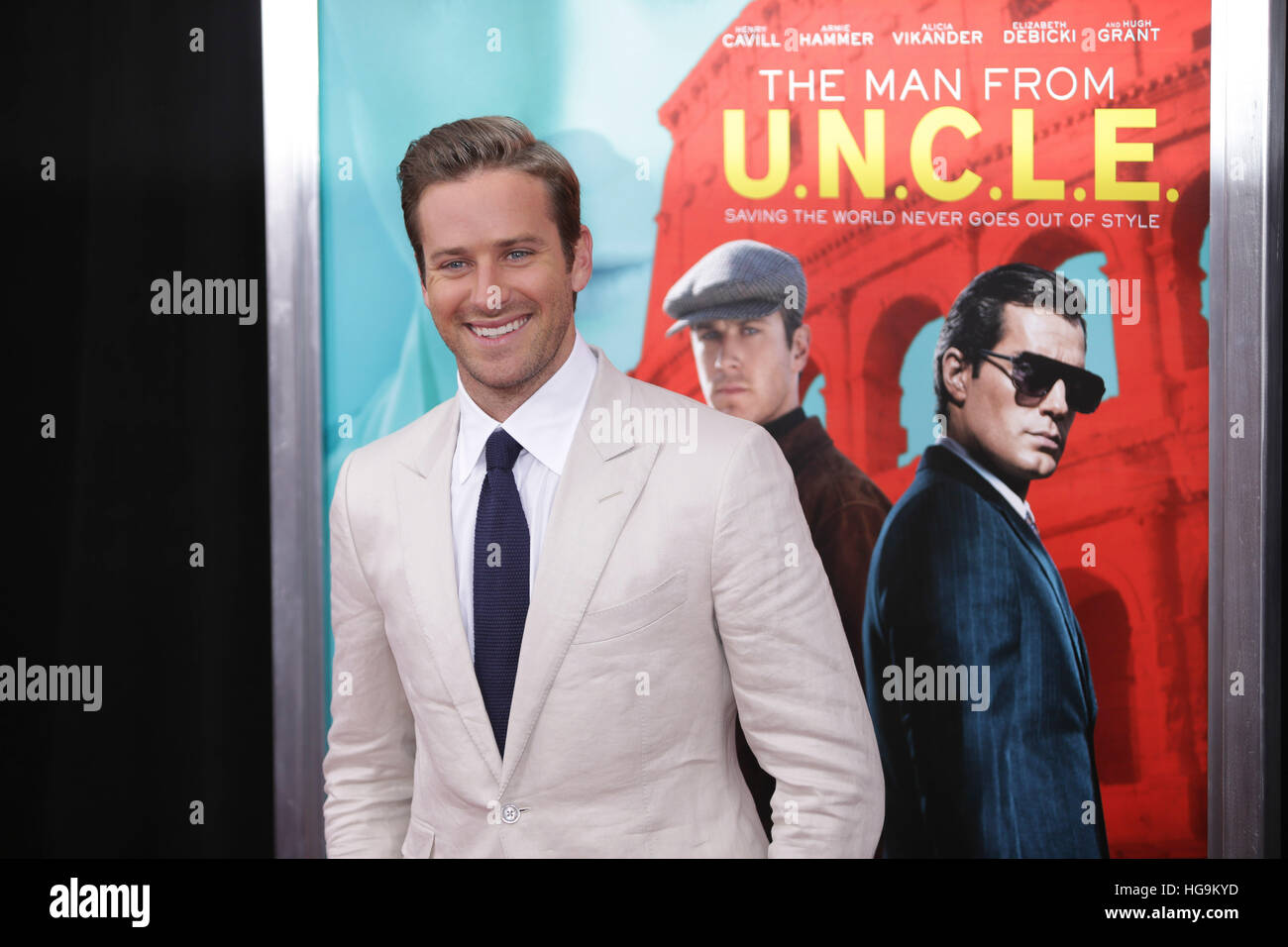 Armie Hammer Arrives At The Man From U N C L E Premiere At The Zigfield Theater In Nyc Stock Photo Alamy