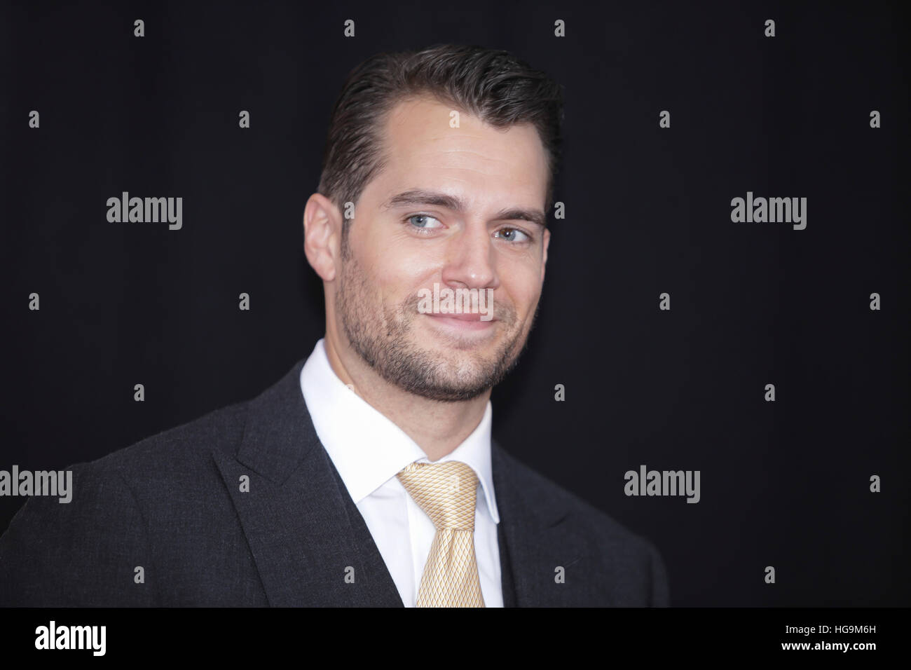 Henry Cavill arrives at The Man From U.N.C.L.E premiere at the Zigfield Theater in NYC. Stock Photo