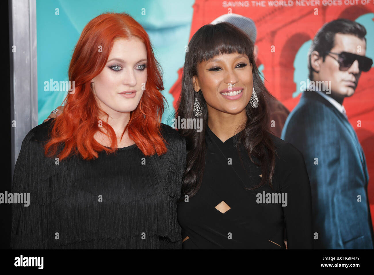 Icona Pop (Aino Jawo and Caroline Hjelt) arrive at The Man From U.N.C.L.E premiere at the Zigfield Theater in NYC. Stock Photo