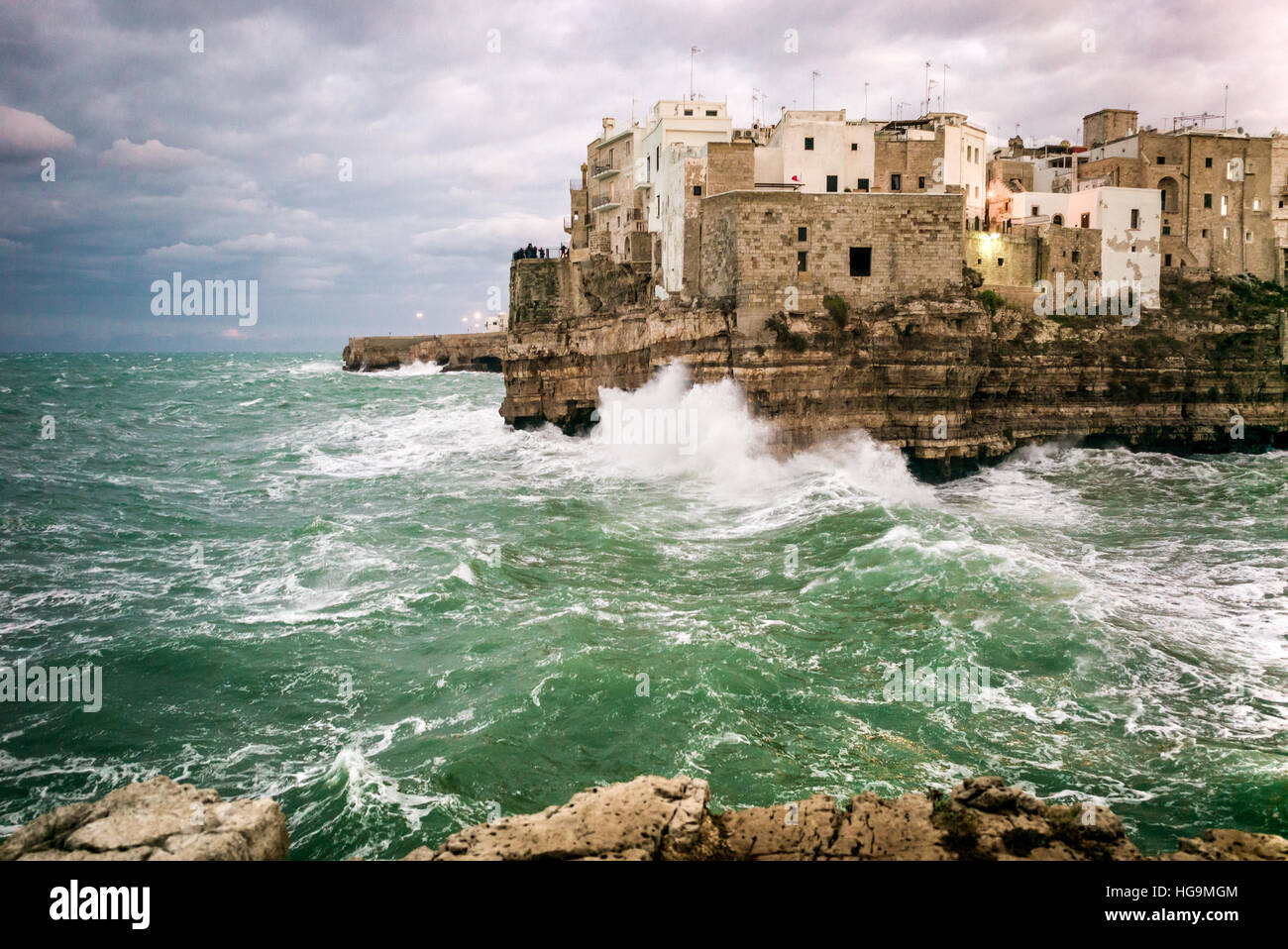 Polignano a Mare, the amazing village on the rocks, along the seaside in Puglia, south of Italy Stock Photo