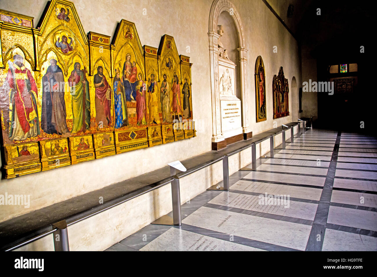 The Sacristy Corridor of Santa Croce Basilica in Florence Italy Stock Photo
