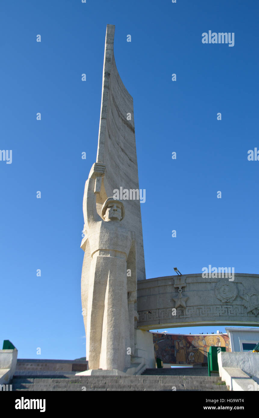 Soviet soldier statue at the Zaisal Memorial Hill Stock Photo