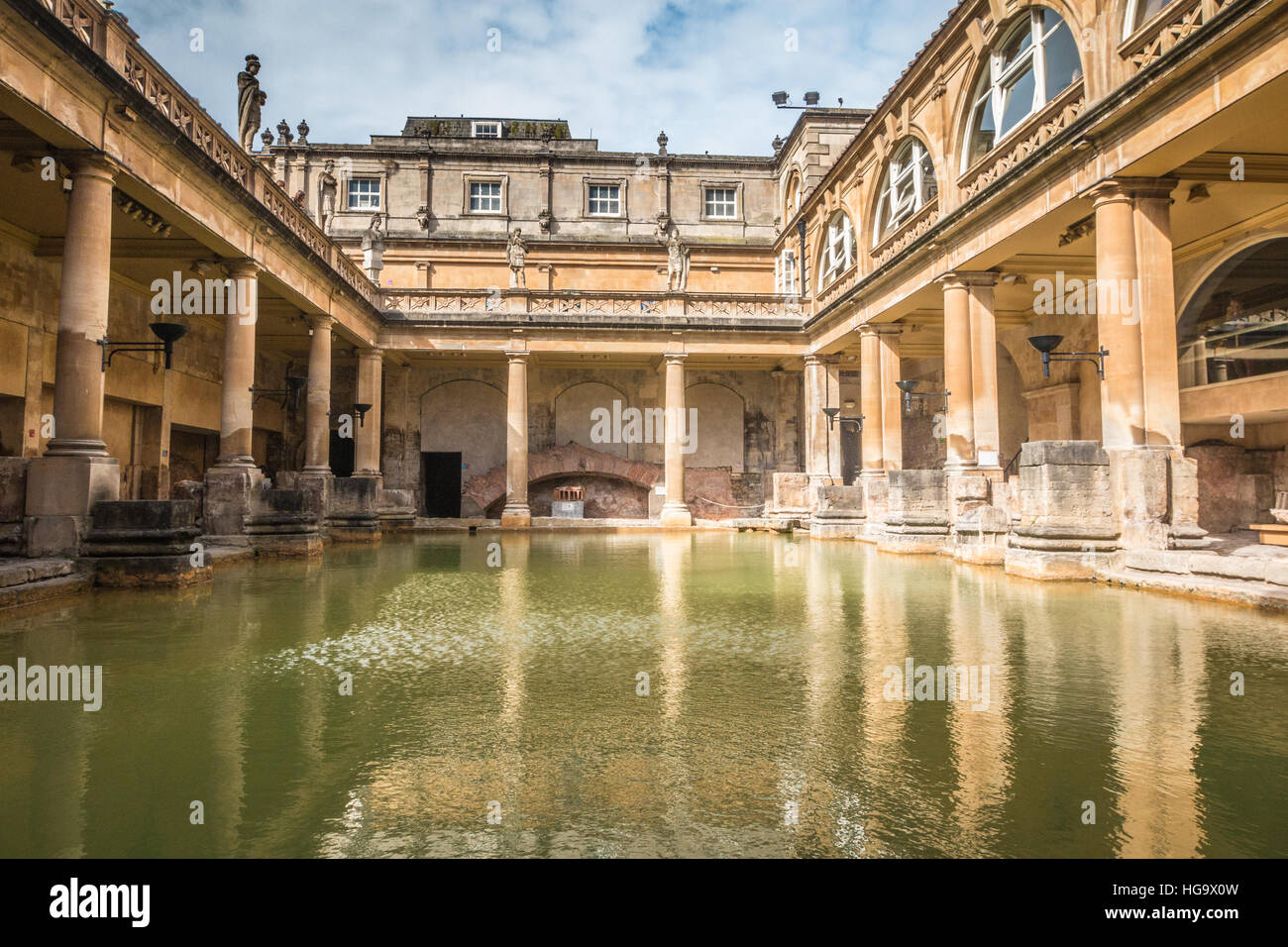 Roman Thermal Bath in Bath Town England Stock Photo