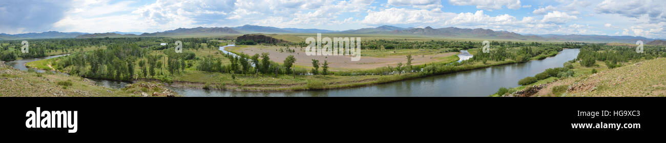Panoramic view of Mongolia land. Stock Photo