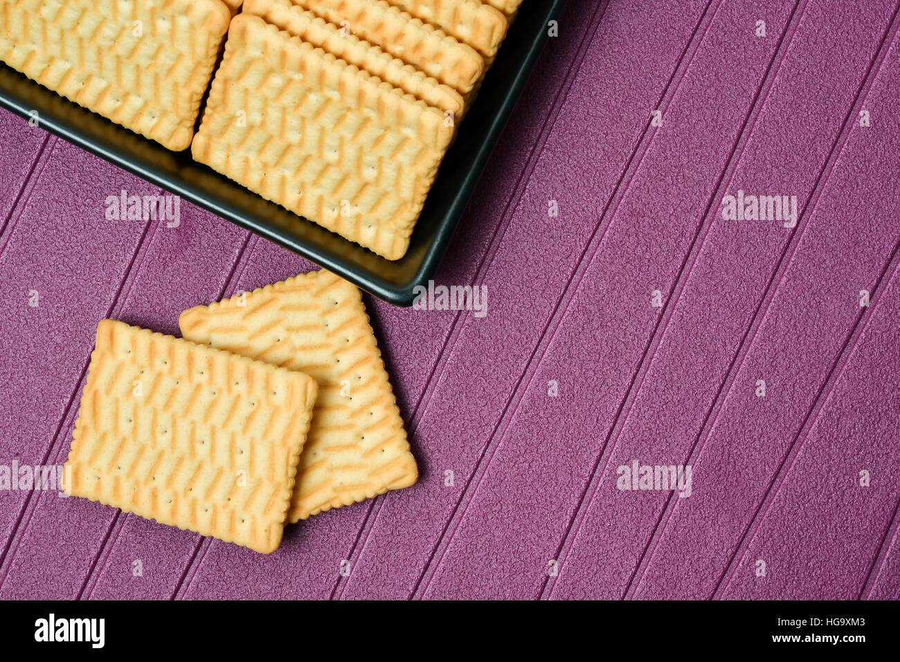 Biscuits on plate on the table light side Stock Photo