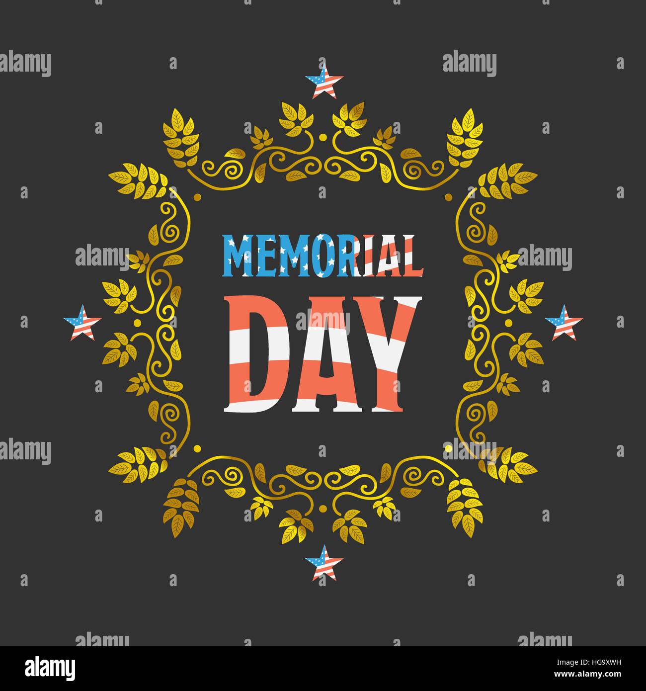 Memorial day vintage sign with American flag texture on black Stock ...