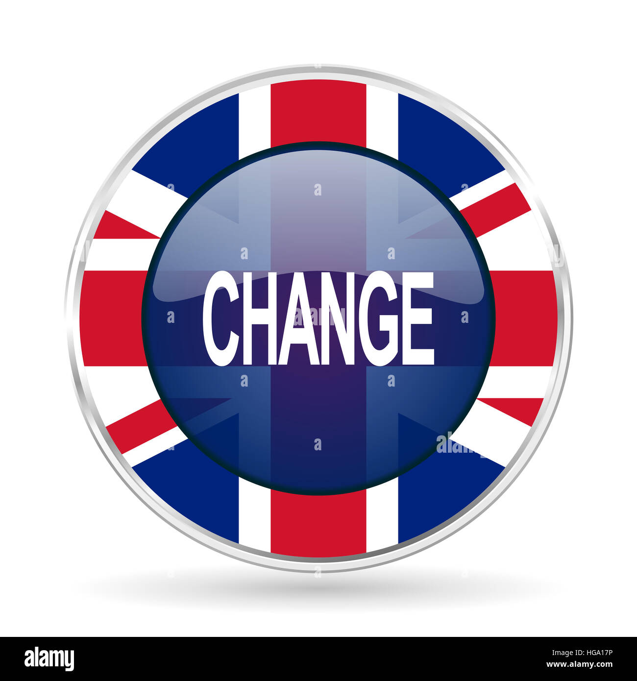 change british design icon round silver metallic border button with