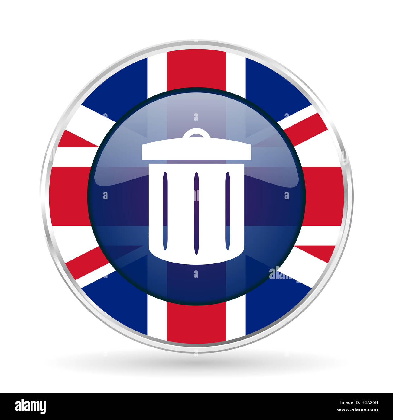 Recycle British Design Icon Round Silver Metallic Border Button With 