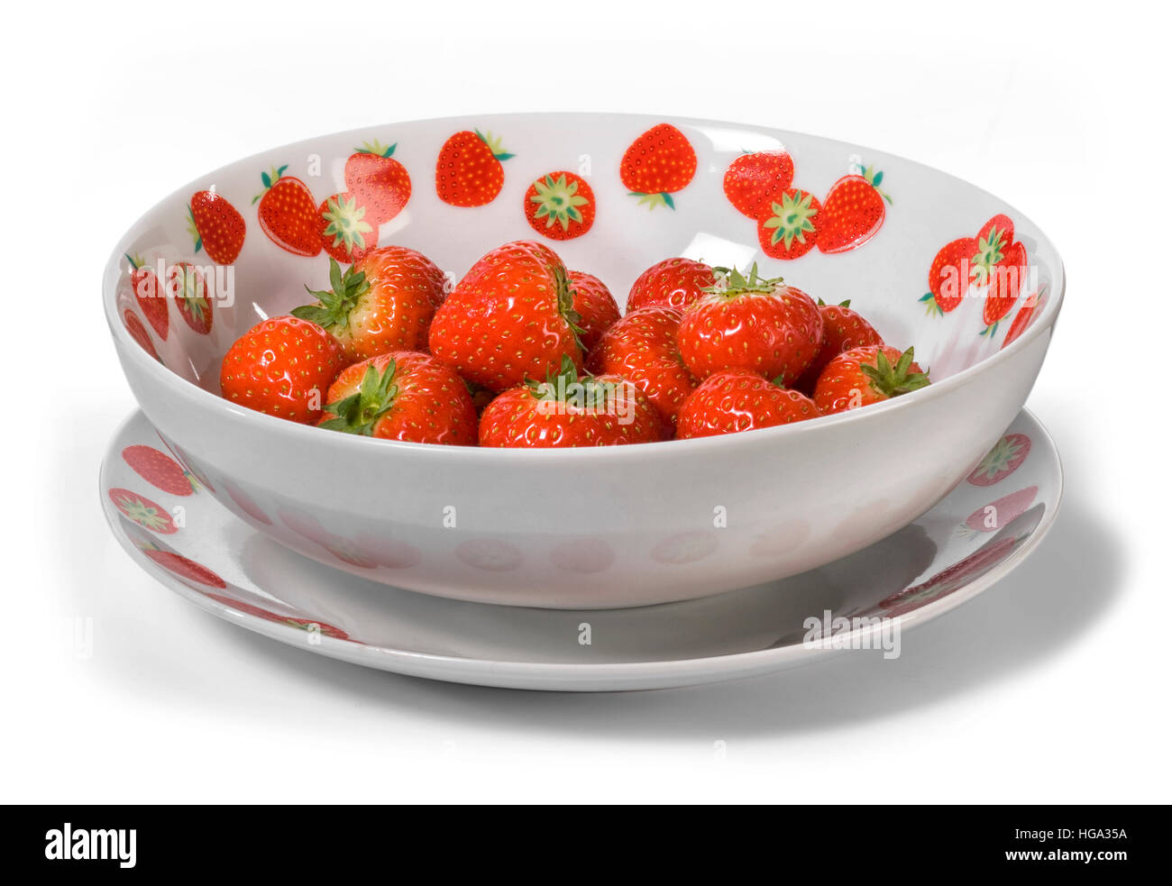 Fresh ripe strawberries in a bowl isolated on white background Stock ...