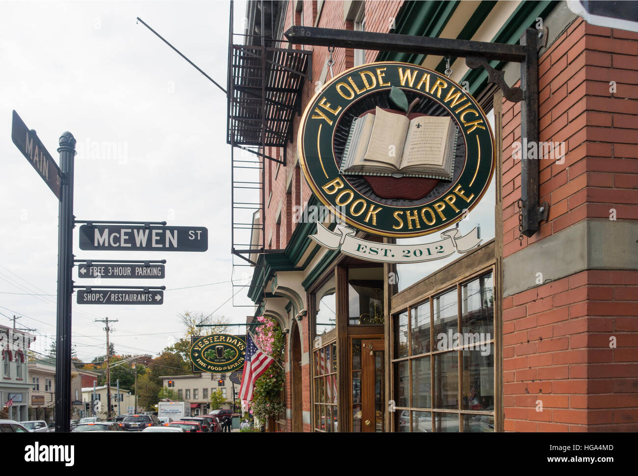 main street shops Warwick New York Stock Photo Alamy