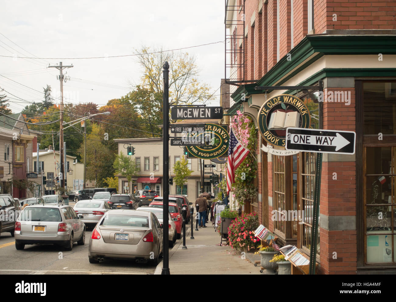 main street shops Warwick New York Stock Photo Alamy