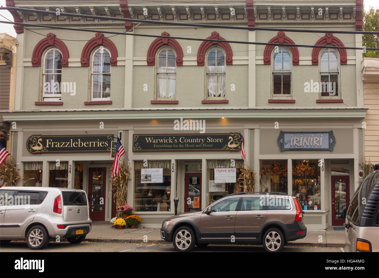main street shops Warwick New York Stock Photo Alamy