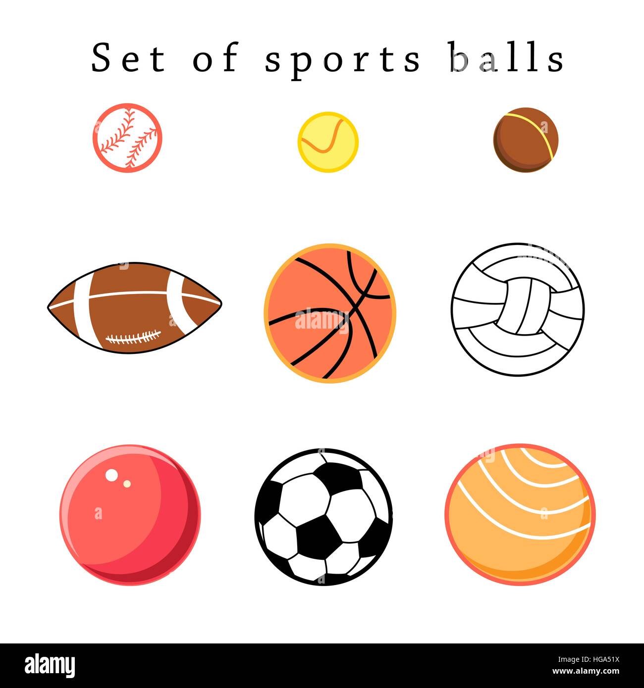 Vector set of sports balls on a white background Stock Vector Image ...