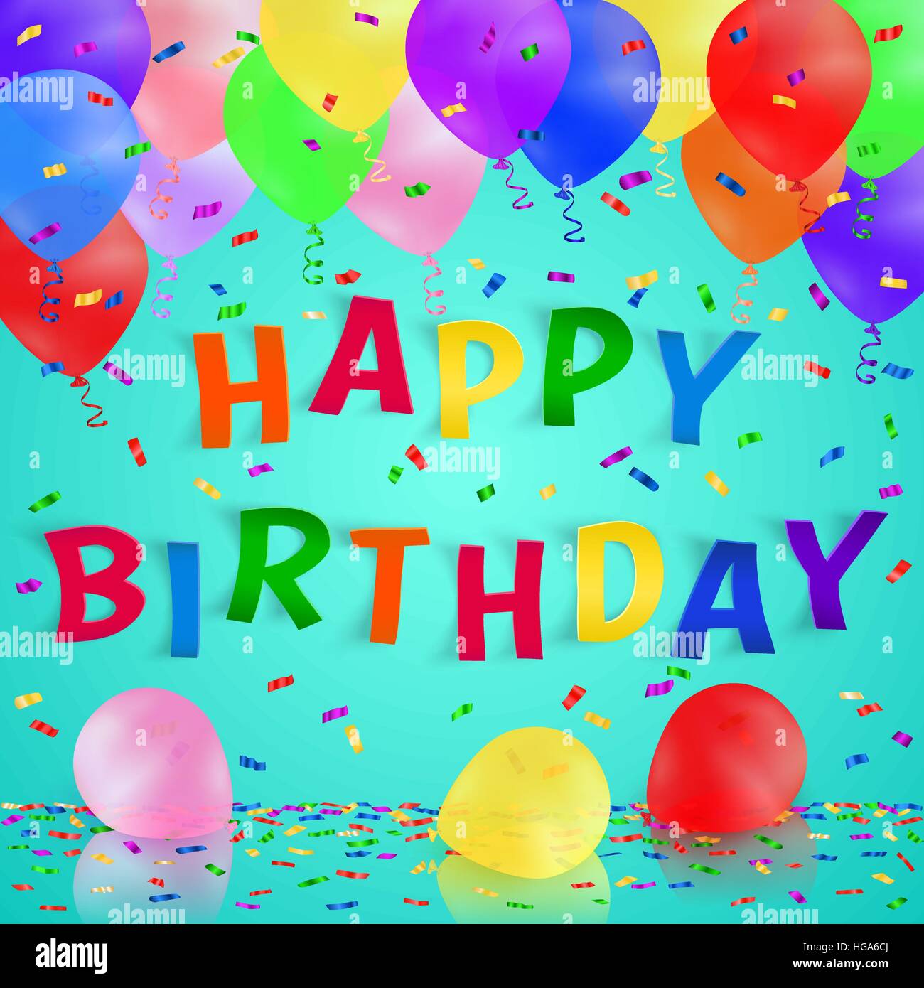 Realistic Happy Birthday Background With Balloons And Confetti 570562 ...