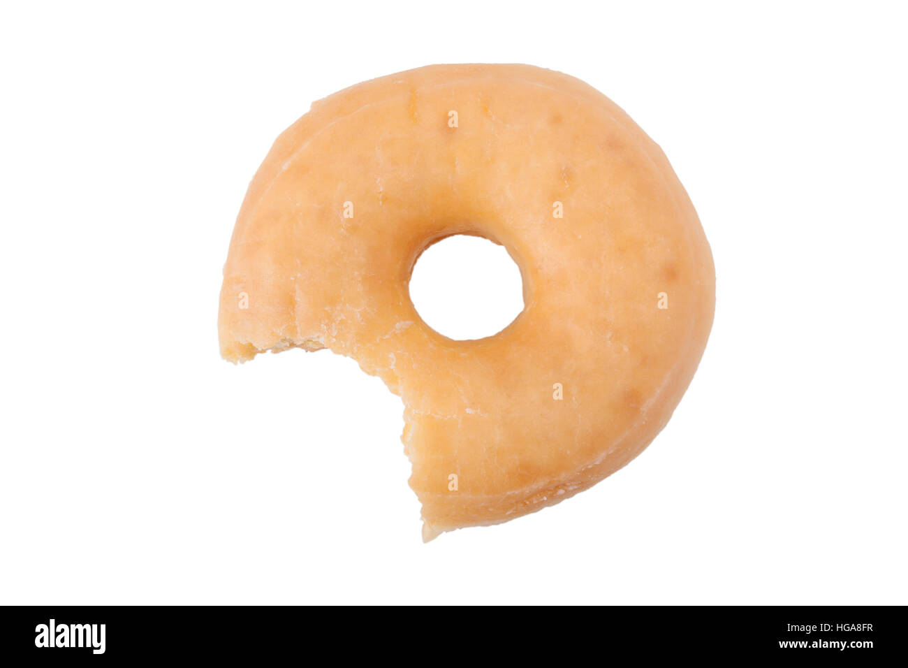 Bitten doughnut or donut isolated on white background Stock Photo