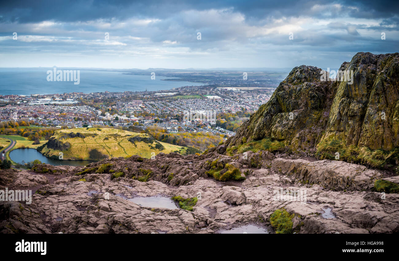 View of Edinburgh from the top of Arthur's seat Stock Photo