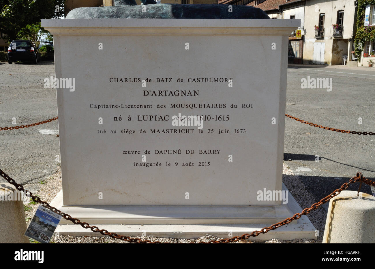 Inscription on the plinth of the bronze statue of d'Artagnan, one of ...