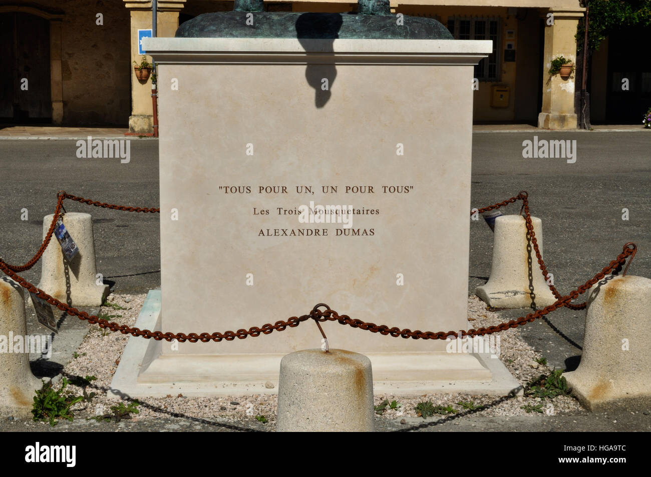 Inscription on the plinth of the bronze statue of d'Artagnan, one of ...