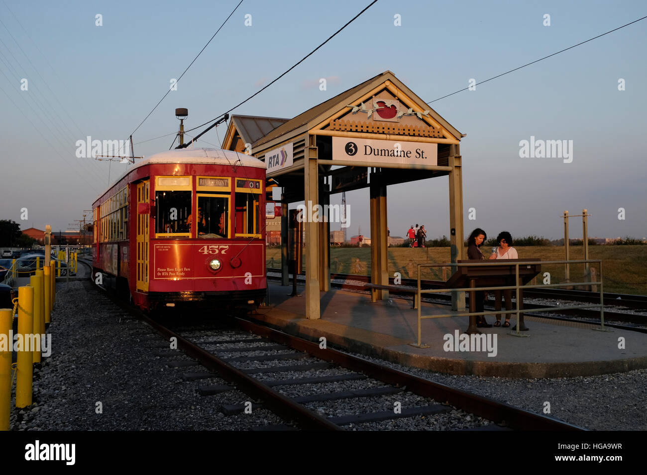 NEW ORLEANS, LA A streetcar stops at the Dumaine Street station in the