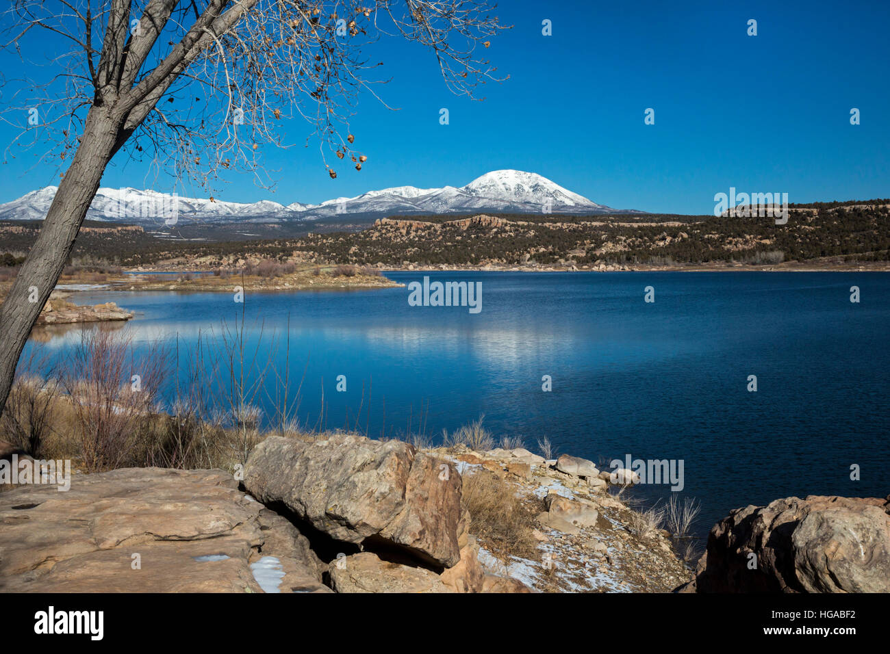Blanding, Utah Recapture Reservoir, below the Abajo Mountains Stock