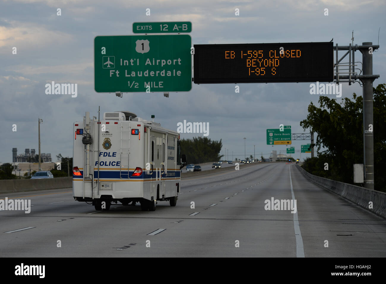 Fort Lauderdale FL, USA. 06th Jan, 2017. Emergency response vehicles