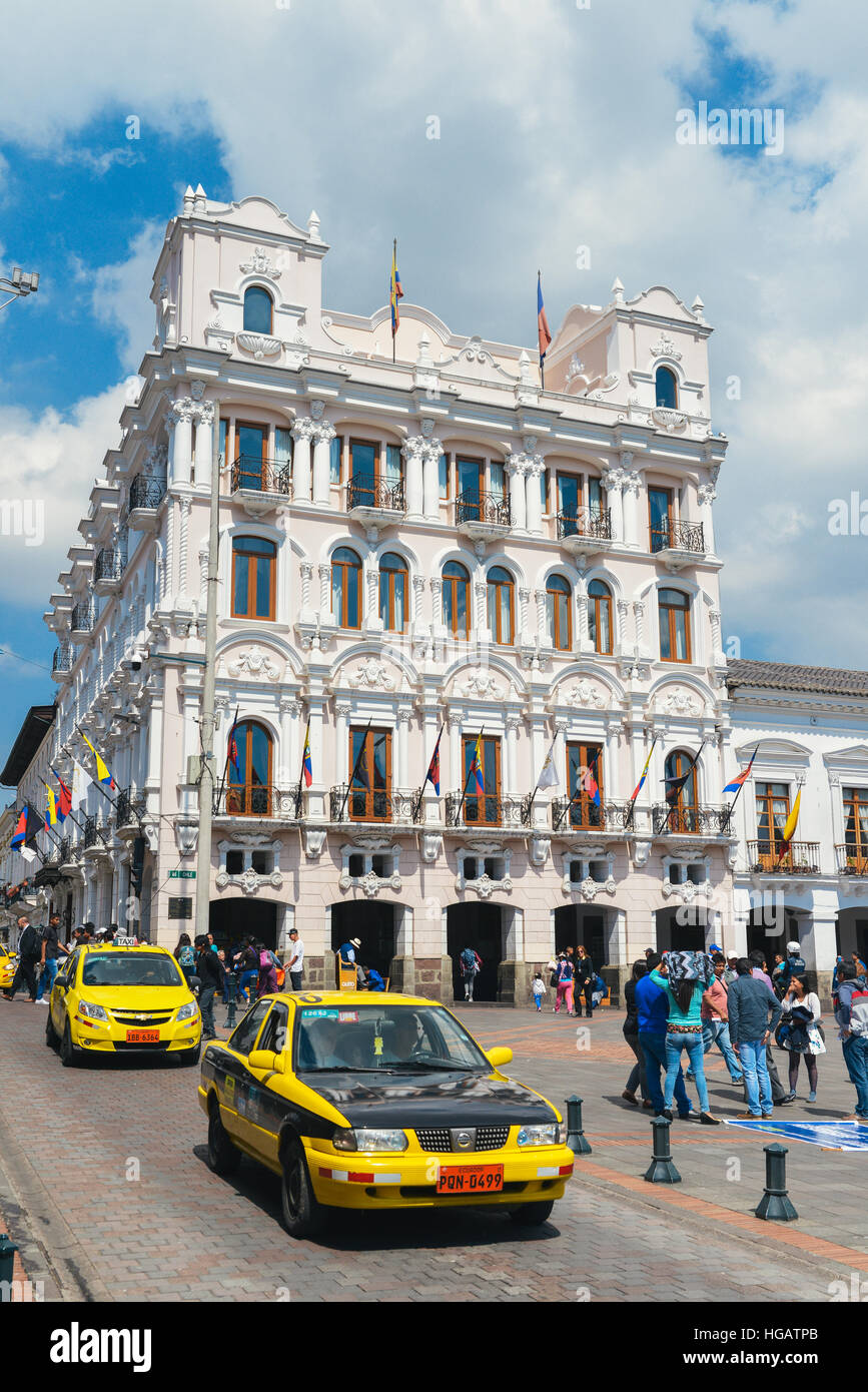 Colonial style building in the Plaza Grande in the historic center of Quito, Ecuador Stock Photo