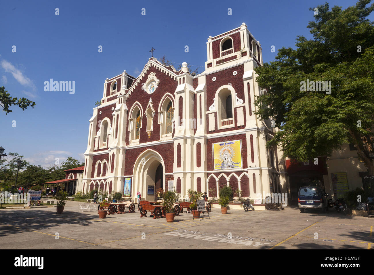 Facade of the Bantay Catholic Church at Bantay, Ilocos Sur, Luzon Island, Philippines. Stock Photo