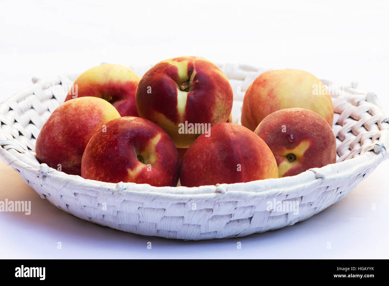 Platter with fresh peaches Stock Photo Alamy