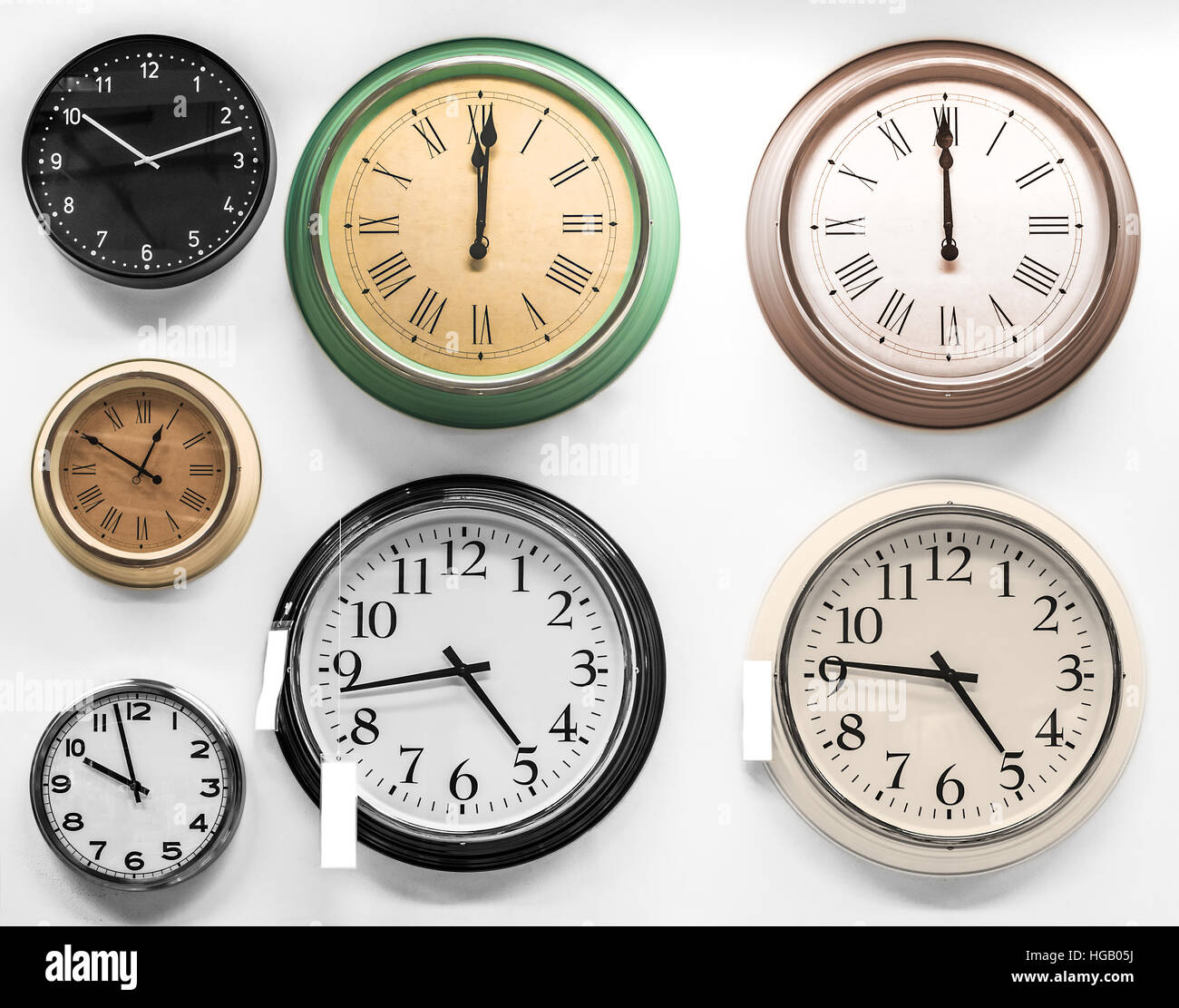 clocks, on white (details and color here is highly processed Stock