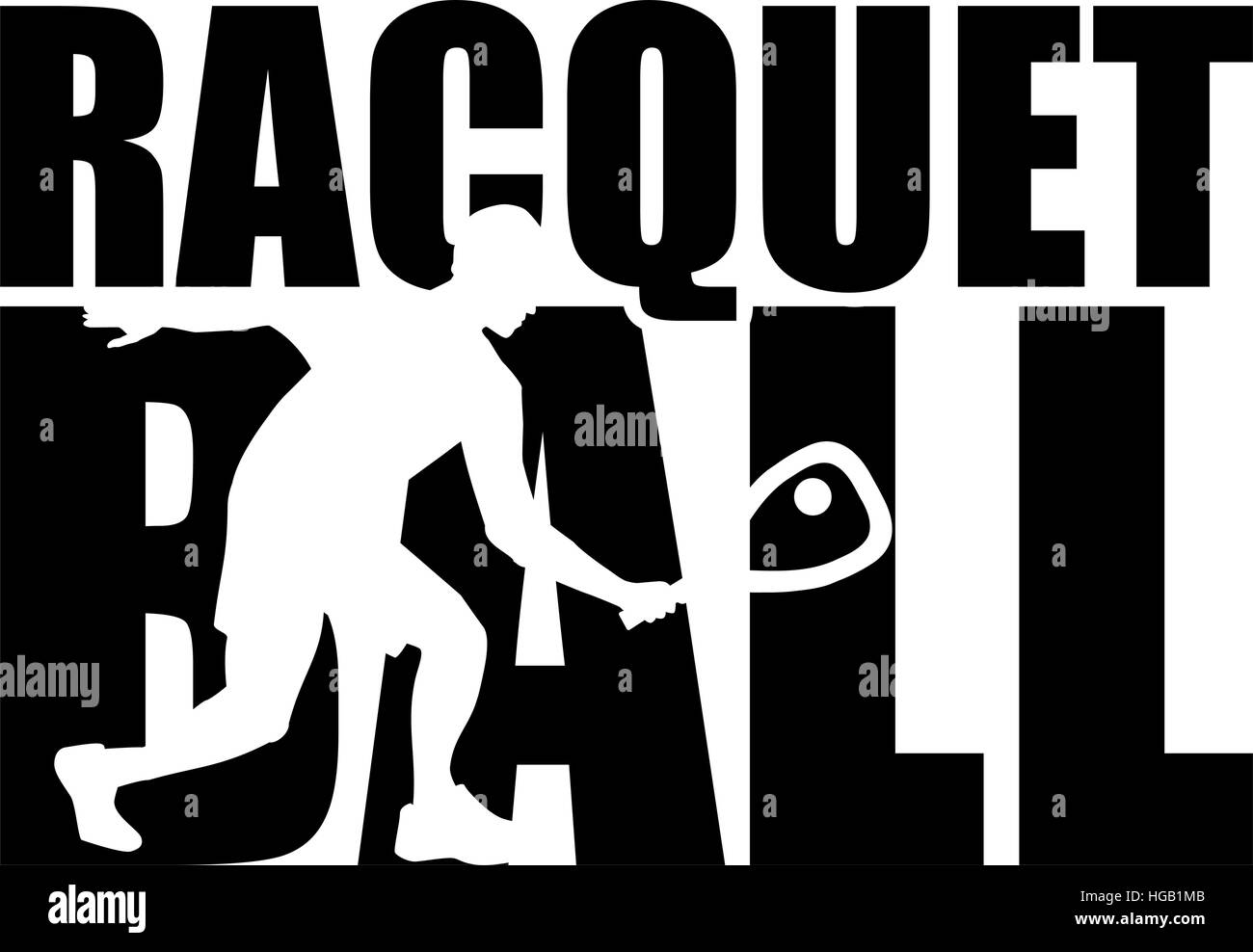 Lettering On Racket Word Racquetball word with silhouette Stock Vector Image & Art - Alamy