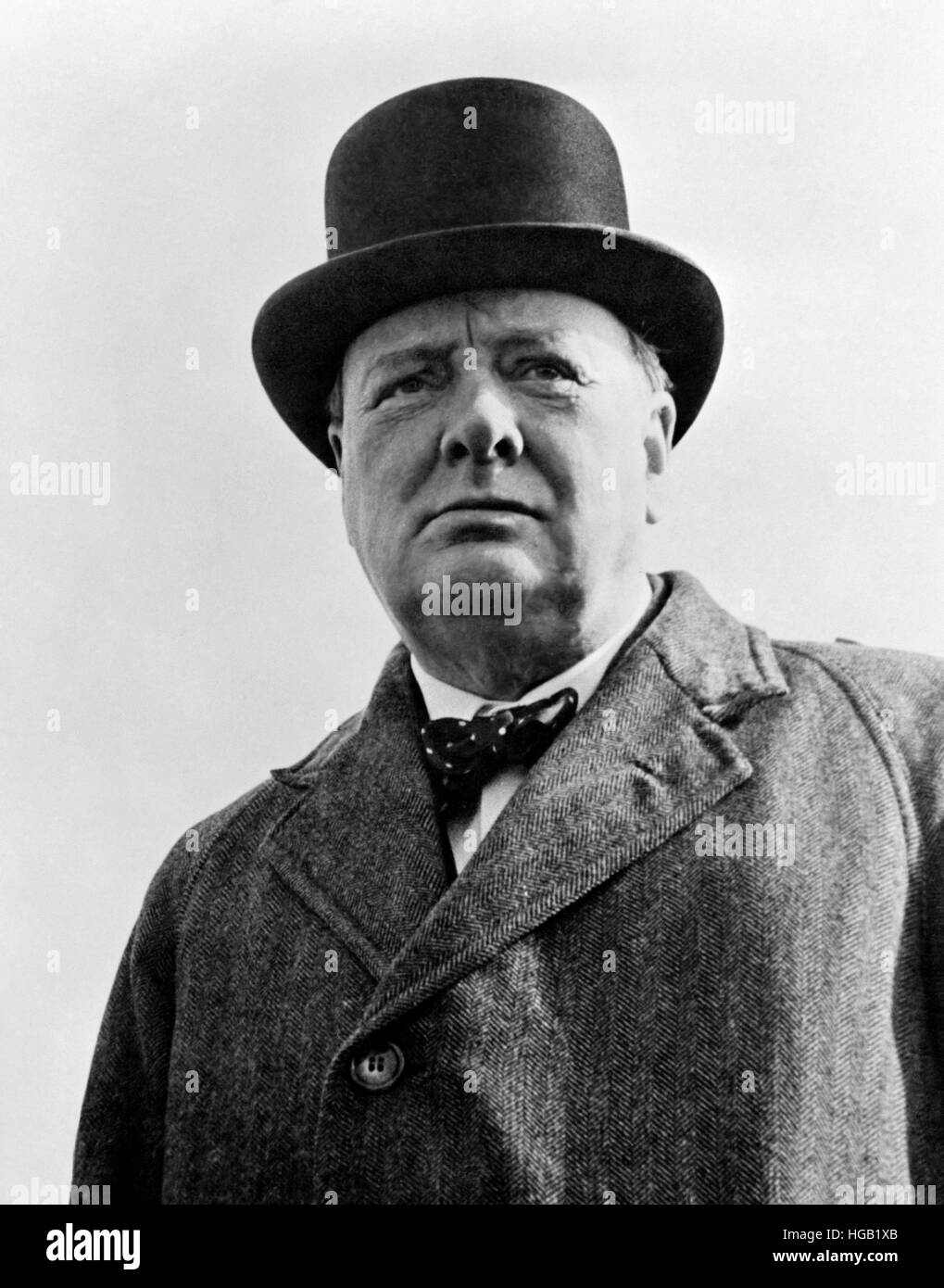 Vintage World War II photo of Prime Minister Winston Churchill. Stock Photo