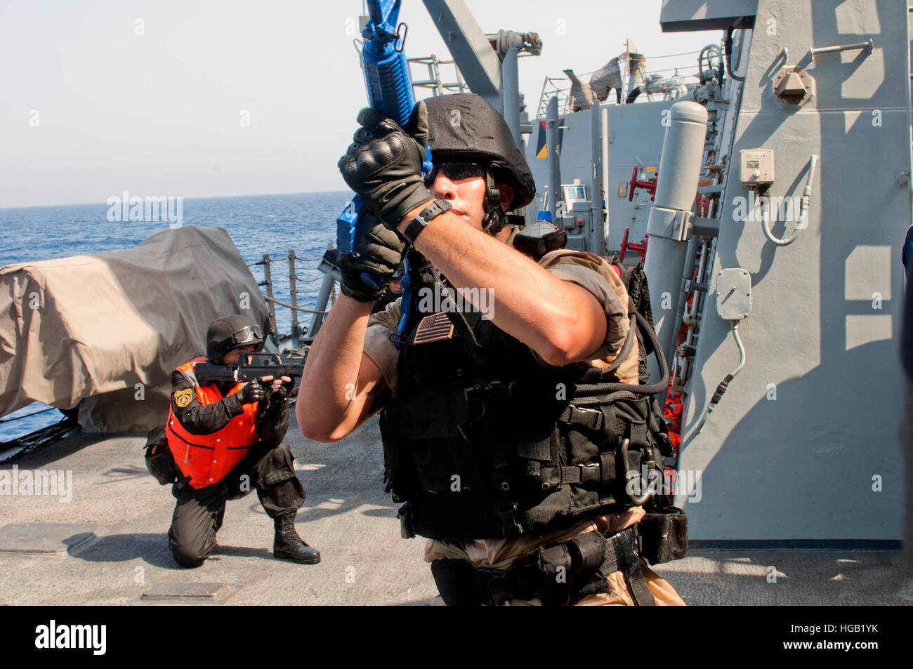 Visit, board, search and seizure member aboard USS Winston S. Churchill. Stock Photo