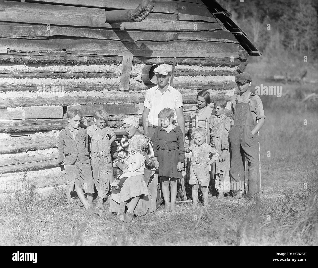 Poor farming family on a farm near Andersonville, Tennessee, 1933. Stock Photo