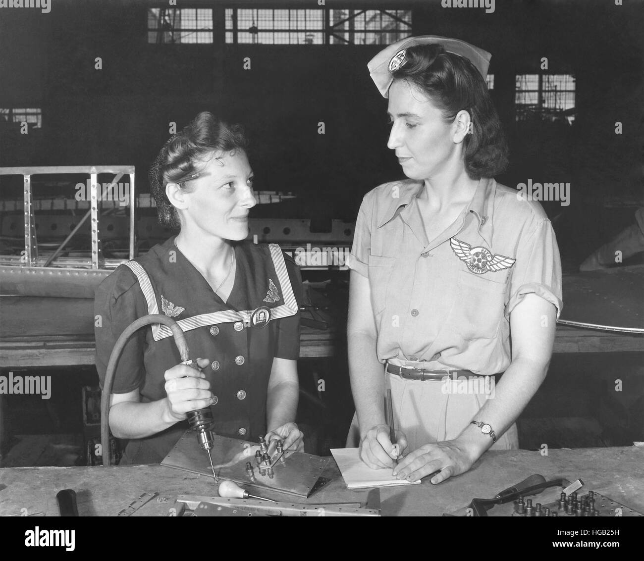 Women working in the Assembly and Repair Dept. of Naval Air Base, Corpus Christi, Texas. circa 1942 Stock Photo