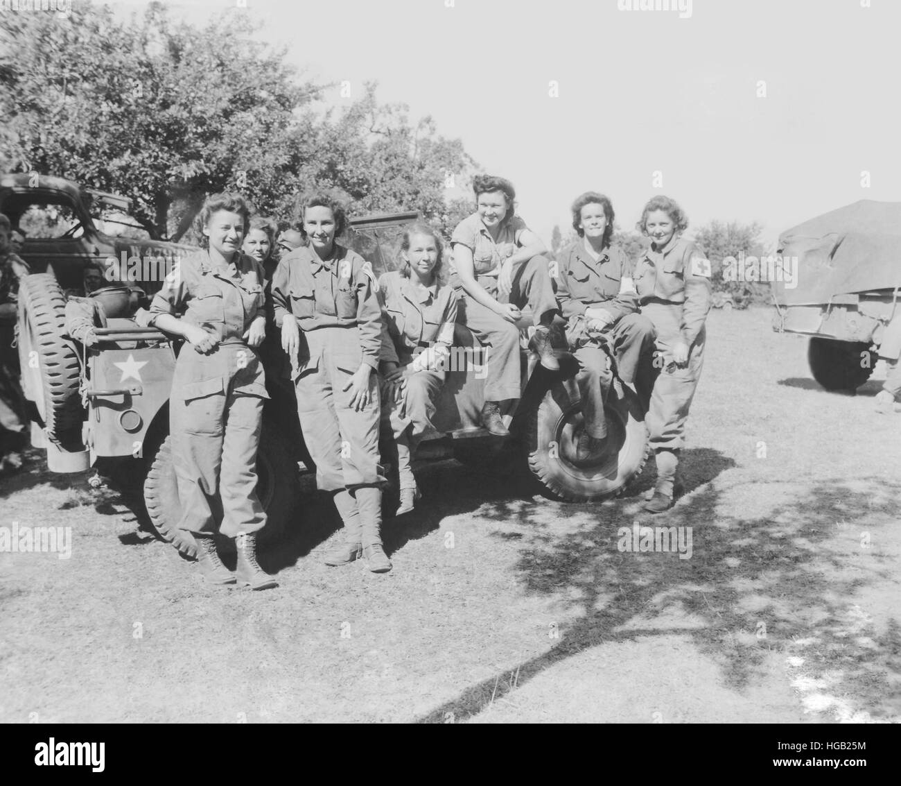 August 12, 1944 - Nurses of a field hospital in France. Stock Photo