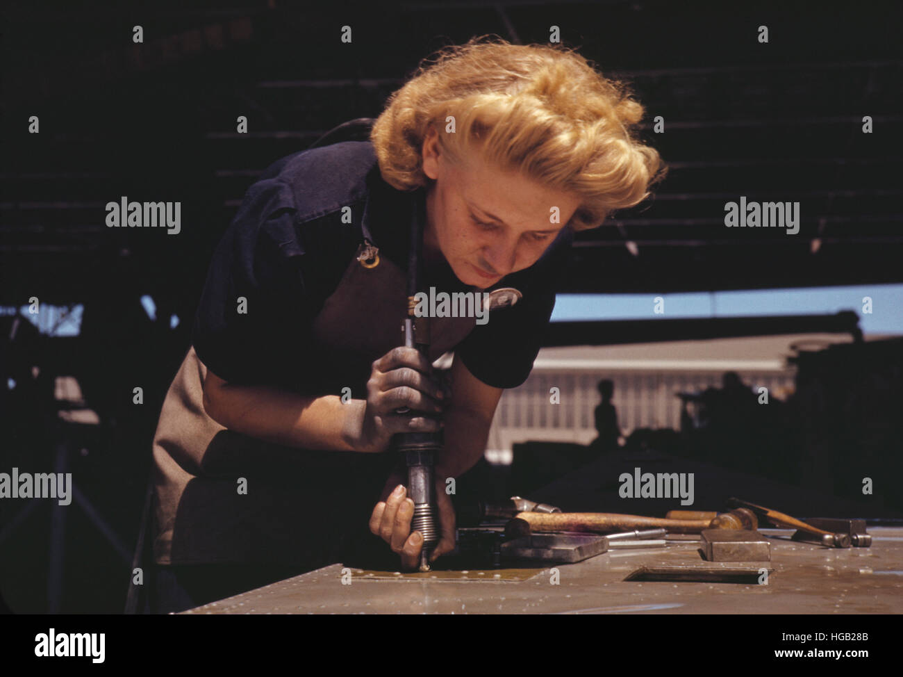 Woman working at Naval Air Base, Corpus Christi, Texas, 1942. Stock Photo