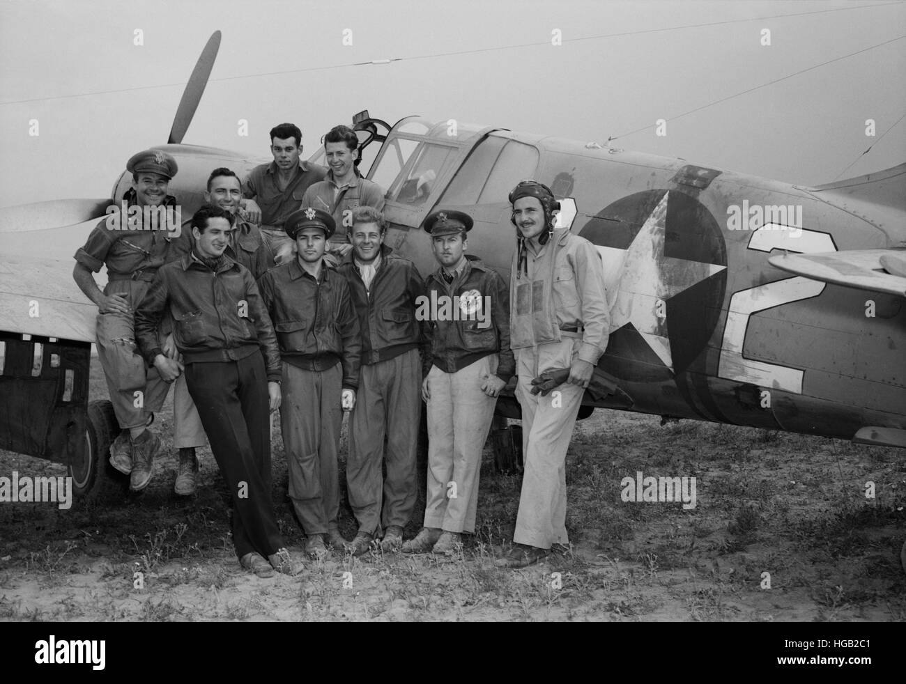 April 1943 - Members of the 64th Squadron of the 57th Fighter Group. Stock Photo
