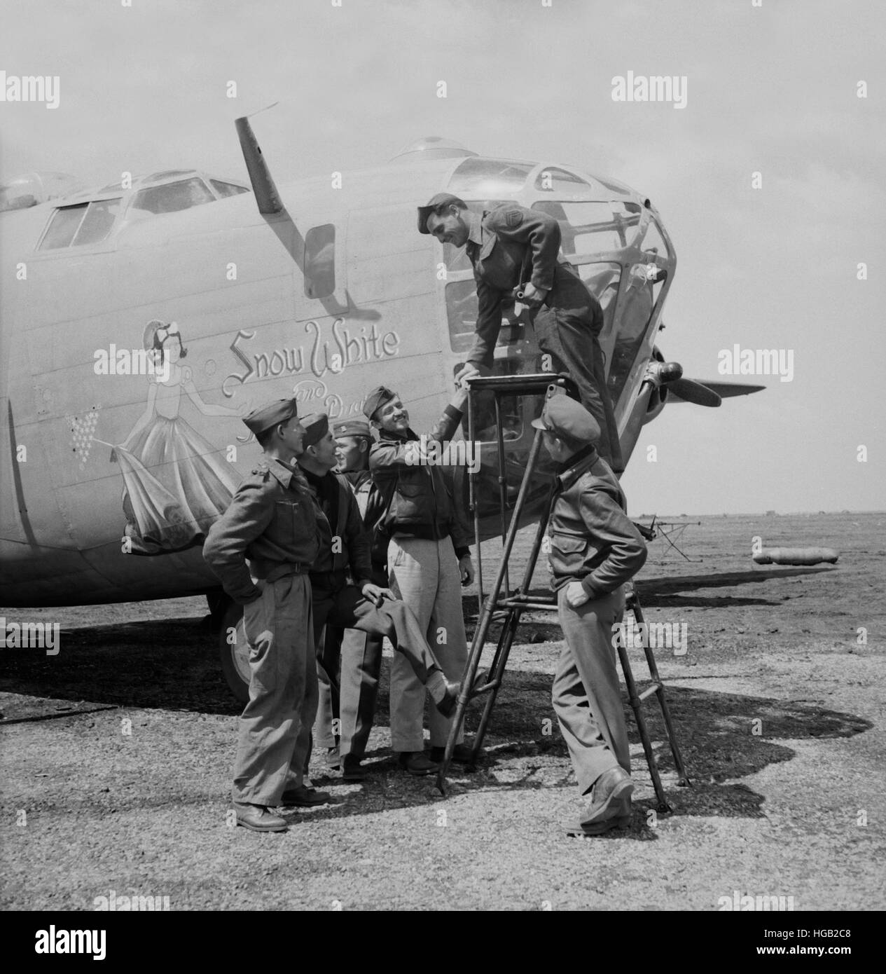 Crew of a B-24 bomber of the U.S. Army 9th Air Force, 1943. Stock Photo