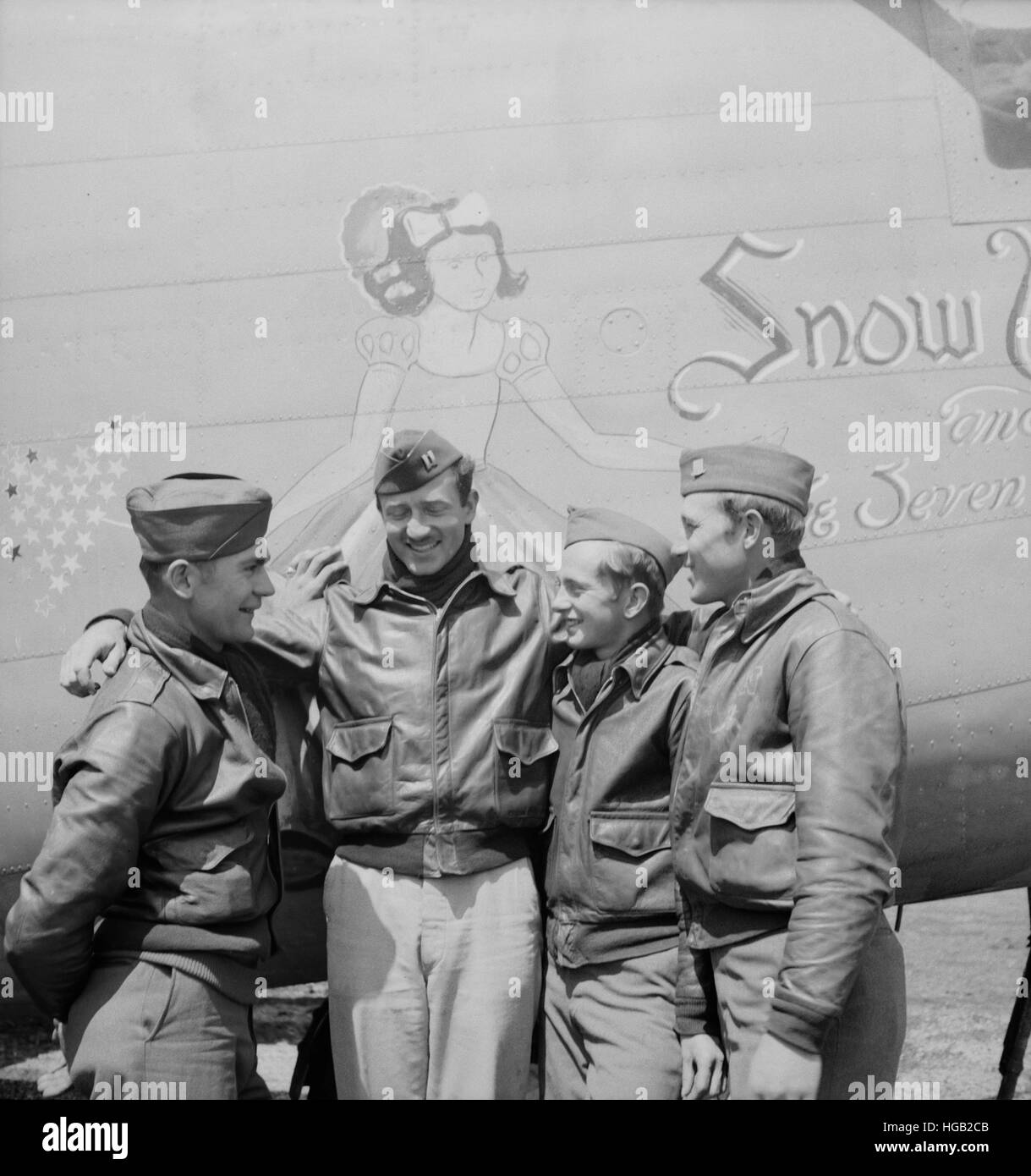 Crewmembers of a B-24 bomber of the U.S. Army 9th Air Force, 1943. Stock Photo