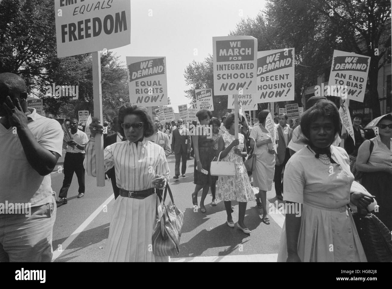 A procession of African Americans carrying signs for equal rights, 1963. Stock Photo