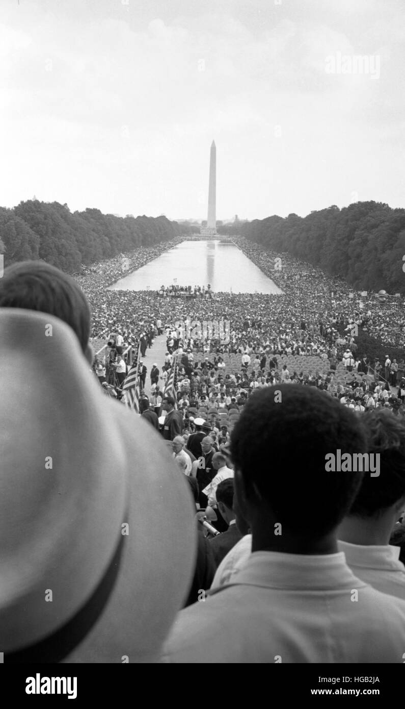 Crowd of African Americans and whites in Washington DC, 1963. Stock Photo