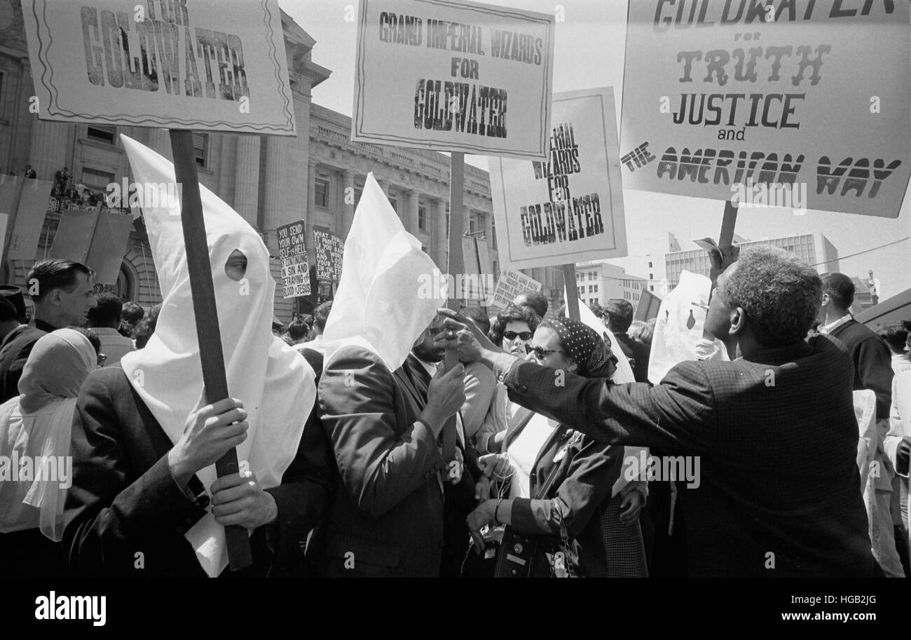 Ku Klux Klan members supporting Barry Goldwater's campaign for the presidential nomination, 1964. Stock Photo