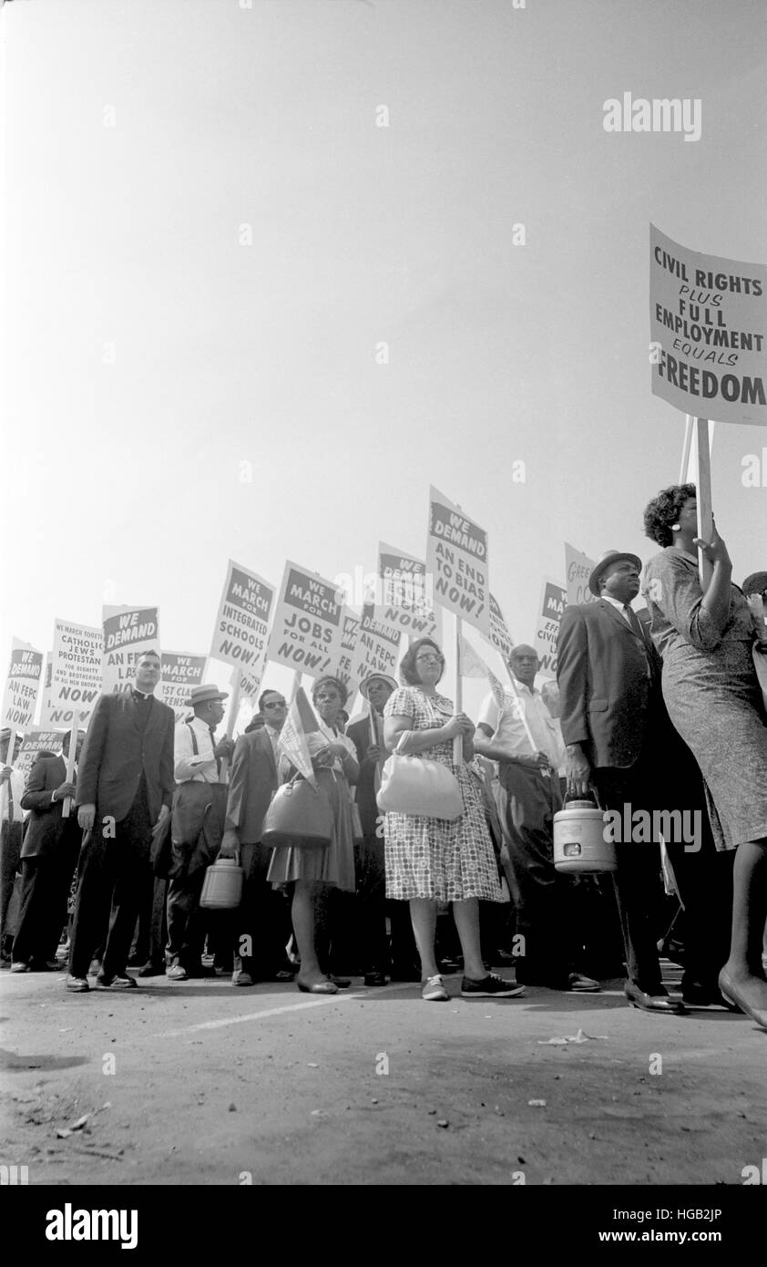 August 28, 1963 - Demonstrators marching during the March on Washington. Stock Photo