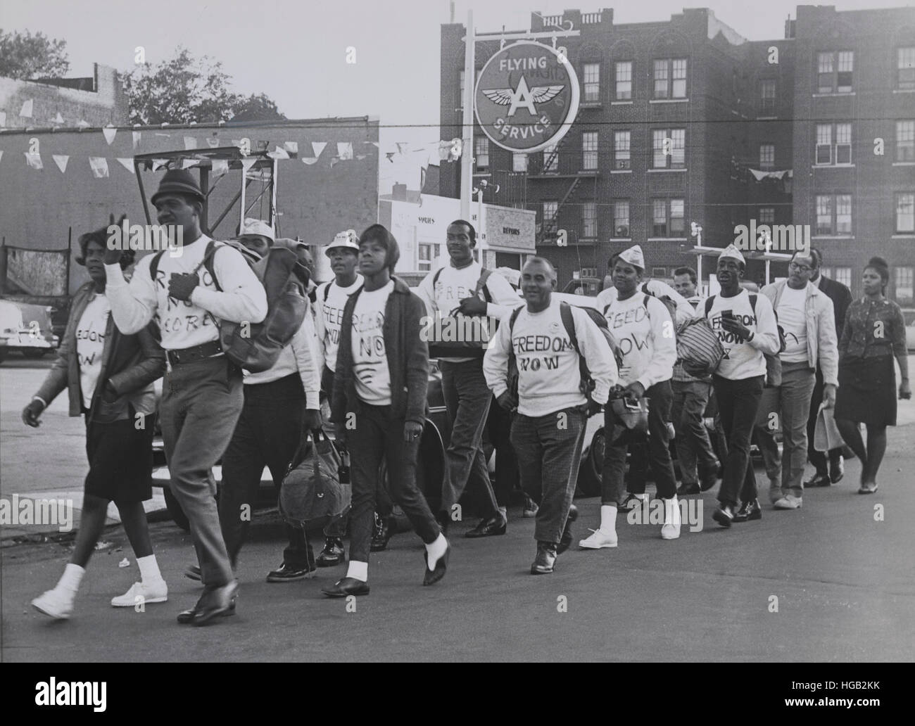 Group of women and men walk from New York City to Washington, D.C., 1963. Stock Photo