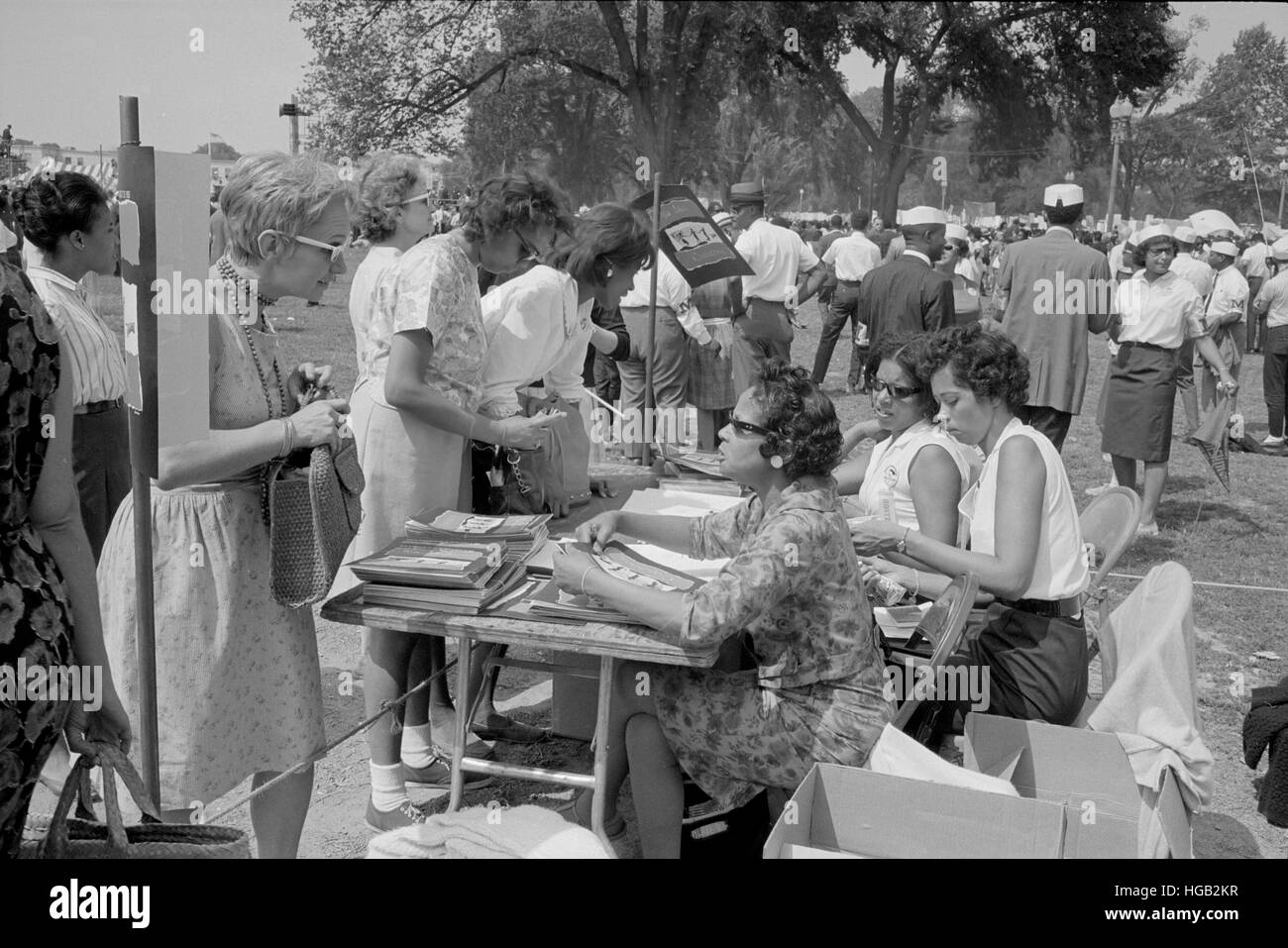 August 28, 1963 - Souvenir booklet sales table at the March on Washington. Stock Photo