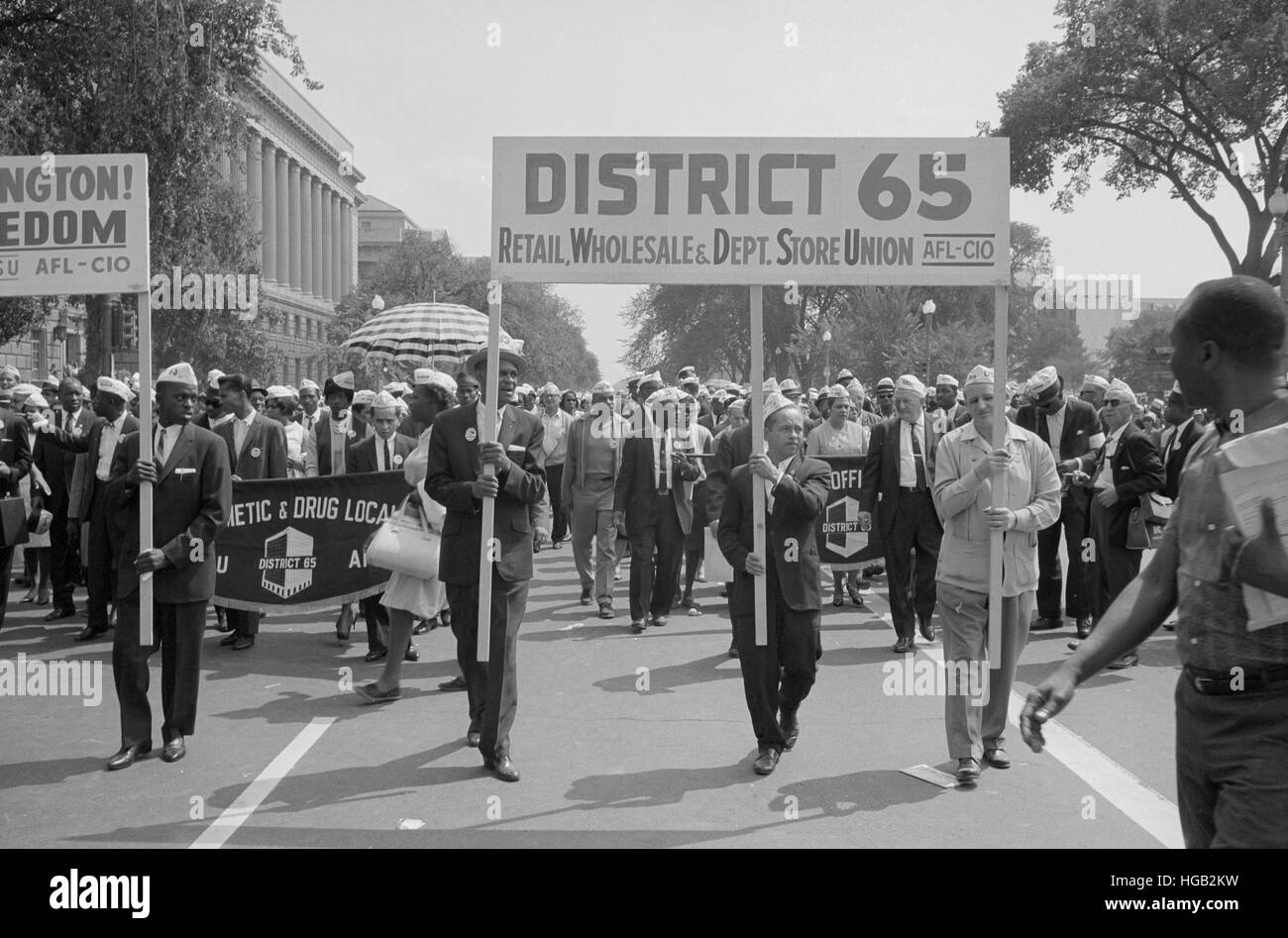 August 28, 1963 - Marchers carrying a sign at the March on Washington. Stock Photo