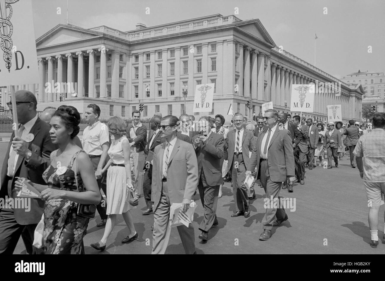 Marchers with Medical Committee for Human Rights at the March on Washington, 1963. Stock Photo