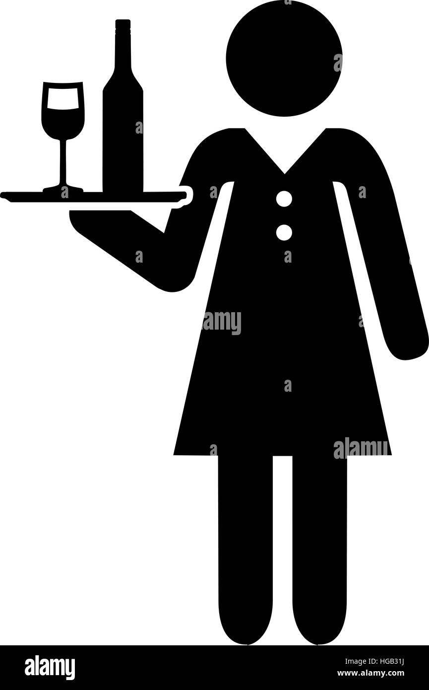 Waiter Pictrogram Waitress pictogram with wine Stock Vector Image & Art - Alamy