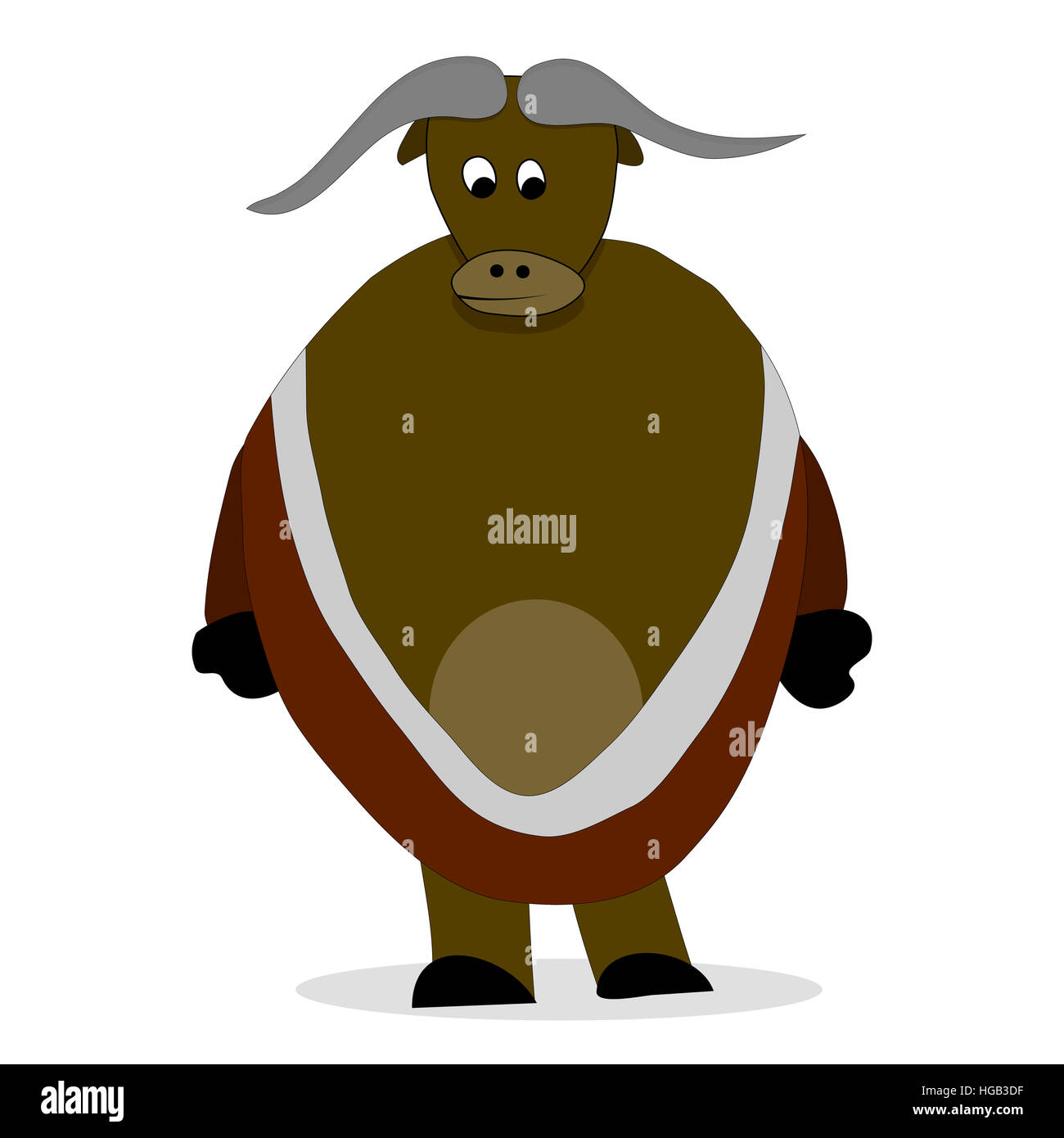 Bull yak character. Vector yak isolated, himalayas animal illustration Stock Photo